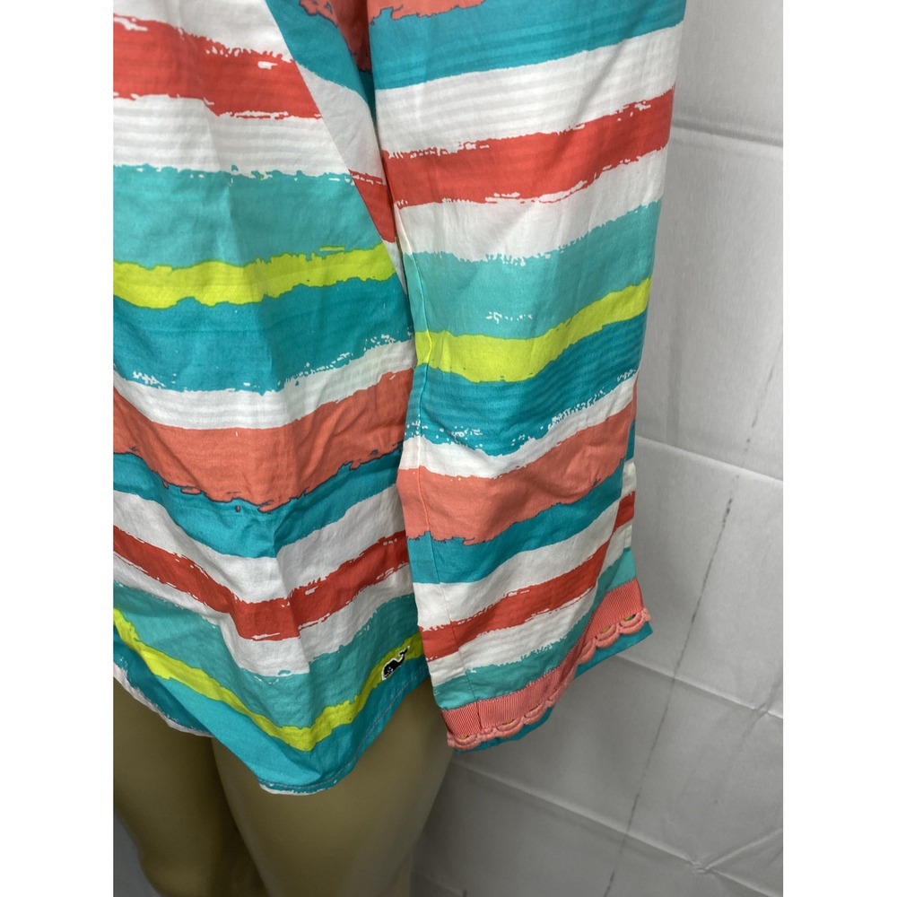 Vineyard Vines Top Women Sz S Blouse Silk Blend V-Neck Long Sleeve Striped - Picture 7 of 9